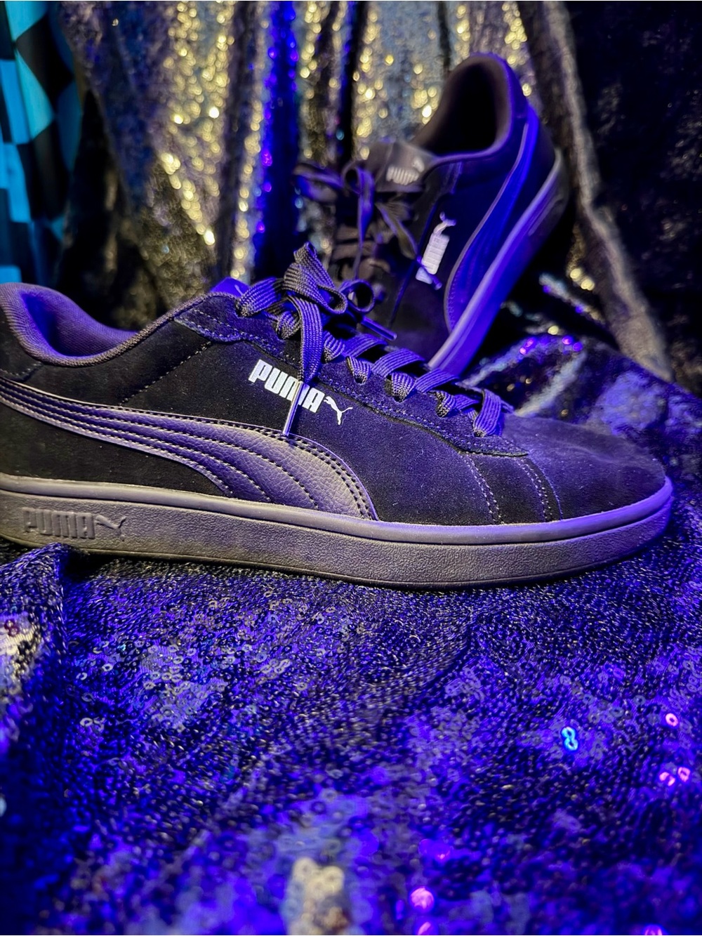 Puma Black Suede Low-Top Sneakers